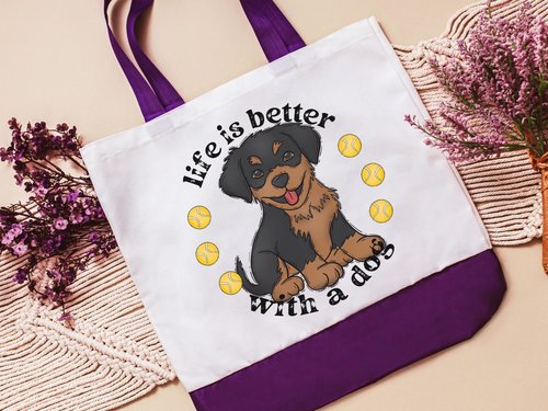 CapableByDesign Life is better with a dog, Rottweiler tote bag