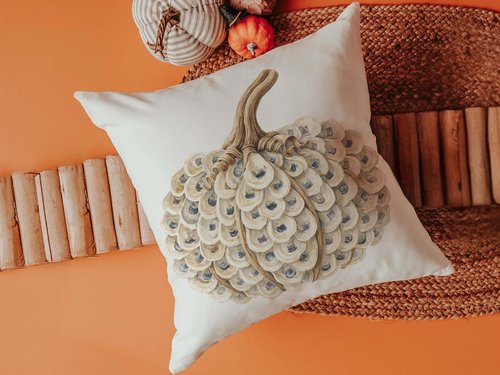 CapableByDesign Oyster shell pumpkin throw pillows