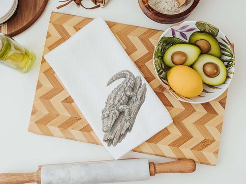 CapableByDesign oyster alligator throw pillows and matching towels