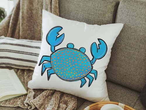 CapableByDesign Colorful crab throw pillows and matching towels