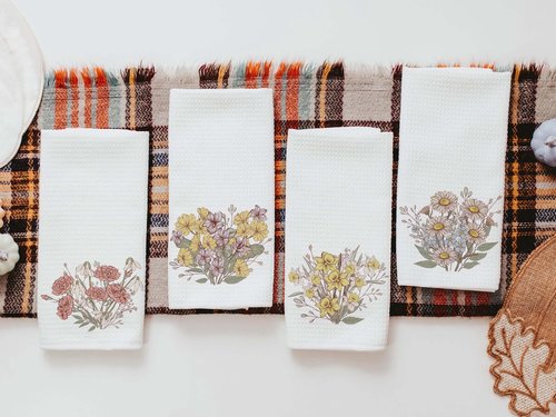 CapableByDesign Birth flower of the year set of 12 towels