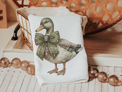 CapableByDesign Bling Mallard, Floral Mallard, Mallard with Bow, and a coordinating floral towels