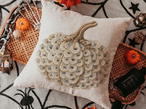 CapableByDesign Oyster shell pumpkin throw pillows