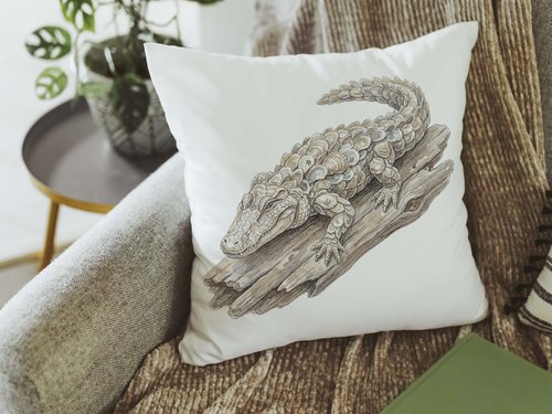 CapableByDesign oyster alligator throw pillows and matching towels