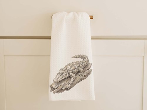 CapableByDesign oyster alligator throw pillows and matching towels