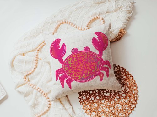 CapableByDesign Colorful crab throw pillows and matching towels