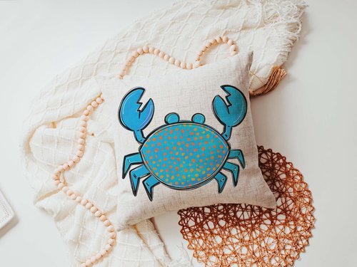 CapableByDesign Colorful crab throw pillows and matching towels