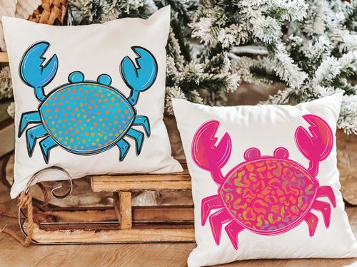 CapableByDesign Colorful crab throw pillows and matching towels