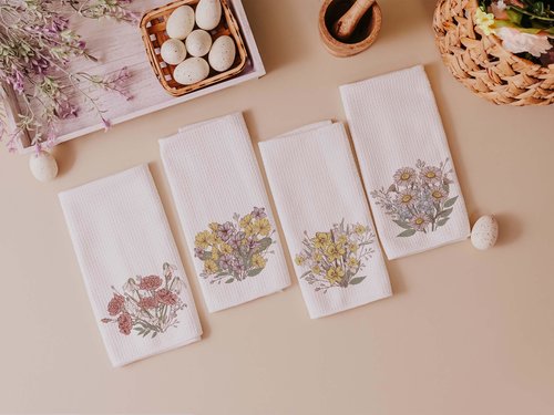 CapableByDesign Birth flower of the year set of 12 towels