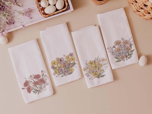 CapableByDesign Birth flower of the year set of 12 towels