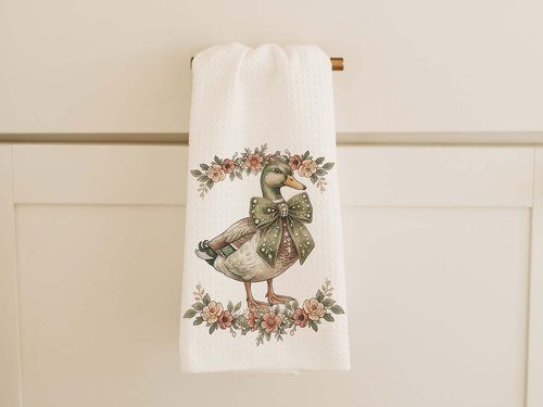 CapableByDesign Bling Mallard, Floral Mallard, Mallard with Bow, and a coordinating floral towels