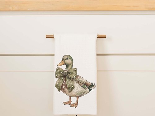CapableByDesign Bling Mallard, Floral Mallard, Mallard with Bow, and a coordinating floral towels