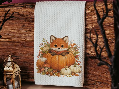 CapableByDesign woodland fox pumpkin pillow and matching towel