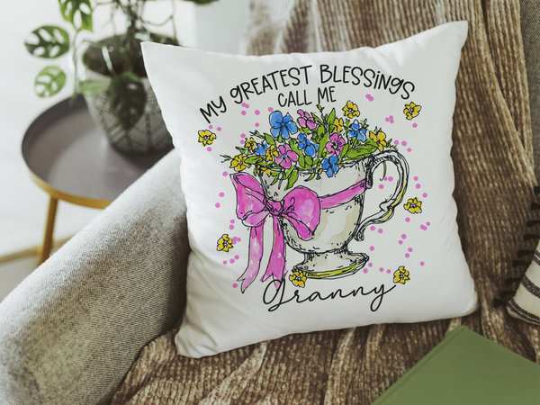 Personalized My Greatest Blessings Granny Throw Pillow