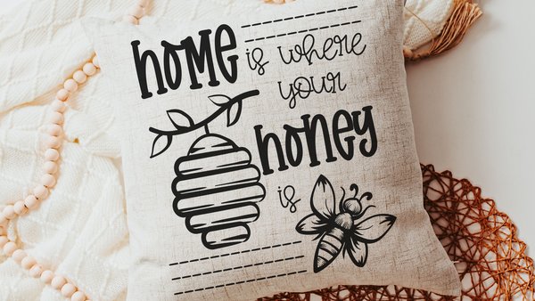 home is where your honey is throw pillows for couch, honey bee pillow, bumble bee gifts for women, summer decorations for home, unique