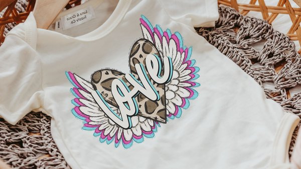 love baby romper girl, leopard print first Valentines day outfit, winged heart baby girl coming home hospital outfit, infant girl Valentine