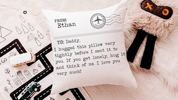 personalized pillow hug throw pillow for bed, divorced dad gifts from kids, deployed dad pillow cover 18 x 18, travel gifts for dad, long