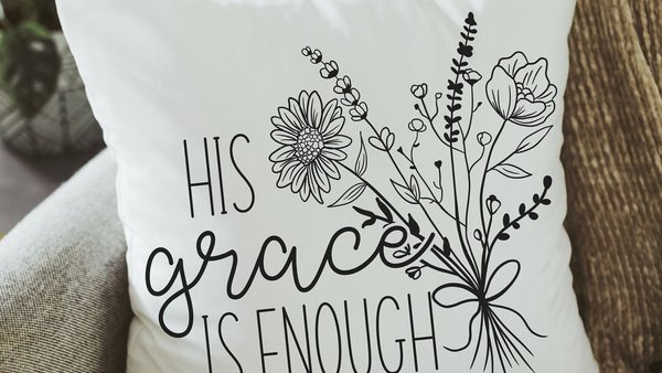 his grace is enough 2 Corinthians 12 9 scripture pillows, birthday day gift from daughter, floral farmhouse decor, religious gifts for women