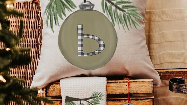 personalized Christmas gift sets for family, custom initial Christmas ornaments, cute Christmas hostess gift for women, sage green Christmas