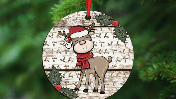 reindeer Christmas ornaments handmade, farmhouse Christmas tree ornaments wood, ornament exchange gift, stocking tags for kids, woodland