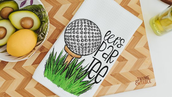 lets par tee golf kitchen towels for bridal shower, lady golfer gifts for women, funny golf hand towel for bathroom, golf gifts for her