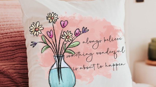 always believe something wonderful is about to happen inspirational throw pillows for kids room, college dorm decor for girls, whimsical