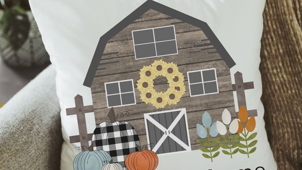 home sweet home pillow for country home, farm throw pillow for couch, Thanksgiving hostess gift for women, buffalo plaid pumpkin decor, barn