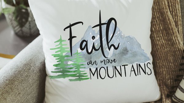 faith can move mountains Matthew 17 20 Bible verse throw pillow for bench, Christian birthday day gifts for sister, scripture pillow covers