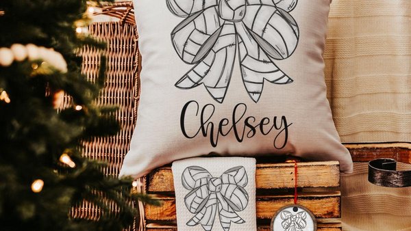 personalized volleyball coquette bow throw pillow with name, cute volleyball gifts for teenage girls, volleyball senior gifts for girls