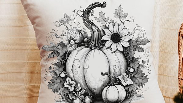 black and white pumpkin throw pillows for couch modern farmhouse decor, Thanksgiving hostess gifts for women, October birthday gifts for her