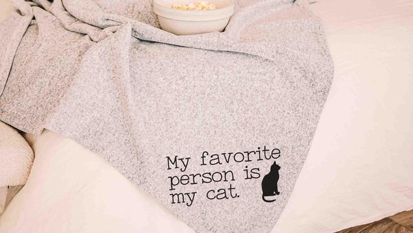 my favorite person is my cat throw blanket for bed, cozy Christmas gifts for cat lovers, snuggle blanket 50x60, cat mom blanket, cute cat