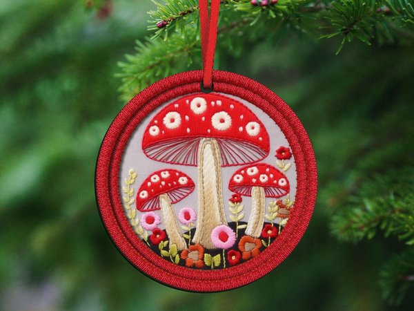 Red Toadstool Ornament or Car Charm
