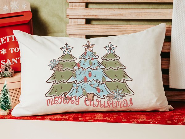 moss green Christmas tree lumbar pillow for armchair, boho Christmas gifts for coworkers, trendy decorative throw pillows best sellers, best