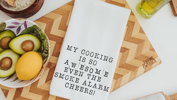my cooking is so awesome funny kitchen towels, sarcastic kitchen hand towels, cooking gifts for her, grilling gifts for men, chef gifts for