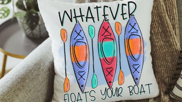 whatever floats your boat lake life throw pillows for couch, kayak gifts, summer decor for home, lake house decor, outdoorsy gifts for women