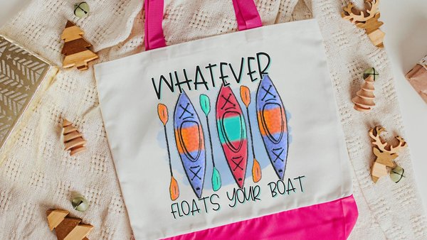 whatever floats your boat beach tote bag for vacation, kayak girl kayak gifts, reusable shopping bag, lake life gifts, lake bachelorette