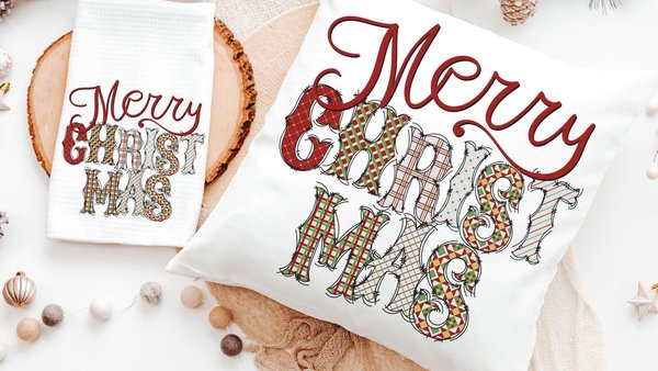 Merry Christmas throw pillow for couch modern Christmas decor for home, trendy Christmas kitchen towels for friends, secret Santa gifts for