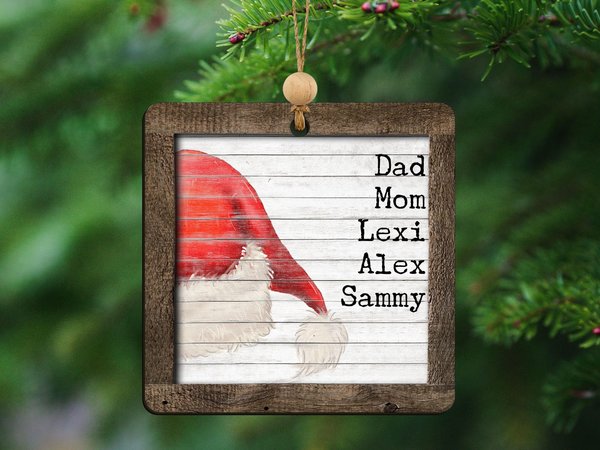 Personalized Santa Hat Christmas Ornament and Stocking Tag