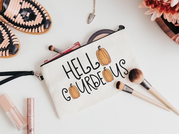 hello gourdgeous makeup bag, stocking stuffers for teenage girls, Christmas gift for daughter, cosmetic bag for purse, lash tech gifts, best