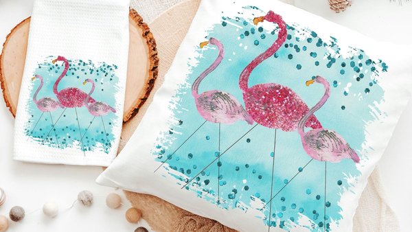 flamingo throw pillow for couch, flamingo kitchen towels, coastal decor beach house gifts, flamingo gifts for women, tropical decor, unique