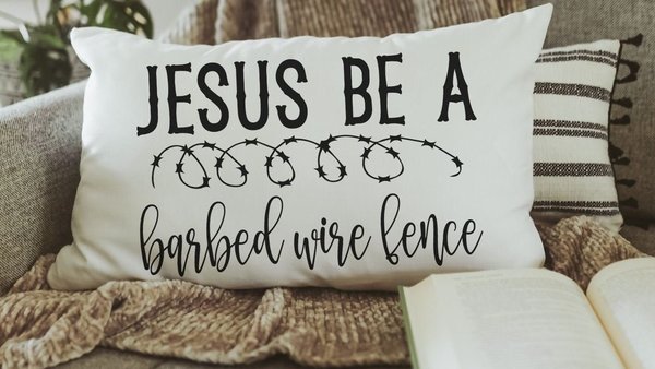Jesus be a fence religious throw pillow cover 12x20, Christian Christmas gifts for women, faith pillow for bed, Christian decor for home