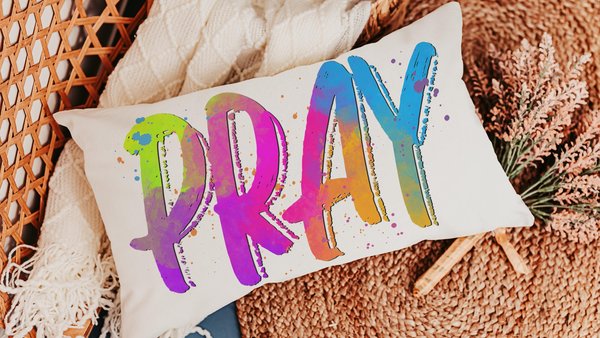 pray pillow for chair, neon decor, trendy decorative throw pillows best sellers, bright Christian lumbar pillow for bed, prayer warrior gift