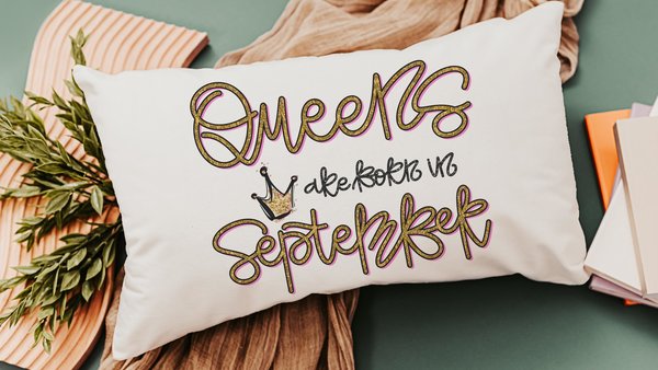 queens are born in September lumbar pillow for girls, September birthday gifts for her, college dorm pillows, fun throw pillows for bed