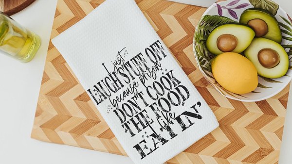 I can't go to prison sarcastic kitchen towels, cooking gifts for women, bestie birthday gifts for her, funny kitchen decor, snarky gifts for