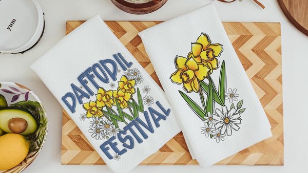 daffodil festival daffodil kitchen towels for summer hand towels for bathroom, floral kitchen decor, Nantucket gifts, gardener gifts for