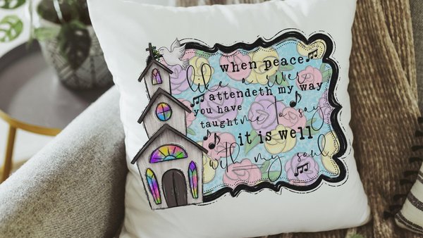 it is well with my soul hymn pillow for couch, floral Christian gifts for women faith throw pillow covers 18x18, religious gifts for Mom
