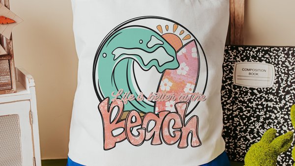 life is better at the beach summer tote bag for work, surfer girl gifts, cute beach bags for women, beach bachelorette party gifts for