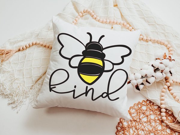 bee kind honey bee throw pillow for couch, Christmas gifts for teachers, secret Santa gifts for women, be kind pillow, bumble bee gifts for