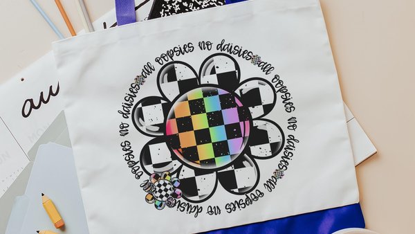 all oopsies no daisies rainbow checkered tote bag for school, funny nurse gifts for women, back to school gifts for teachers, whimsical tote