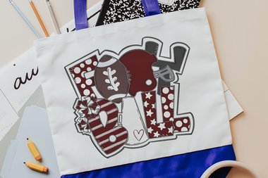 football mom tote bag for back to school, maroon school spirit bag for her, game day gear for teachers, college football tailgate essentials